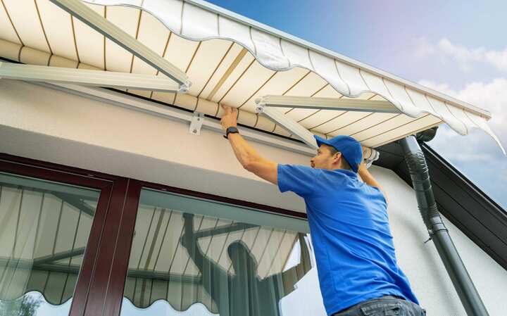 Expert awning installation in Omaha, NE property.